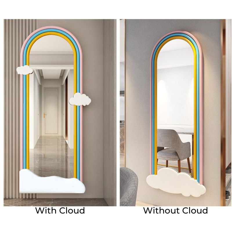 Full body mirror with rainbow design placed in a stylish dressing room