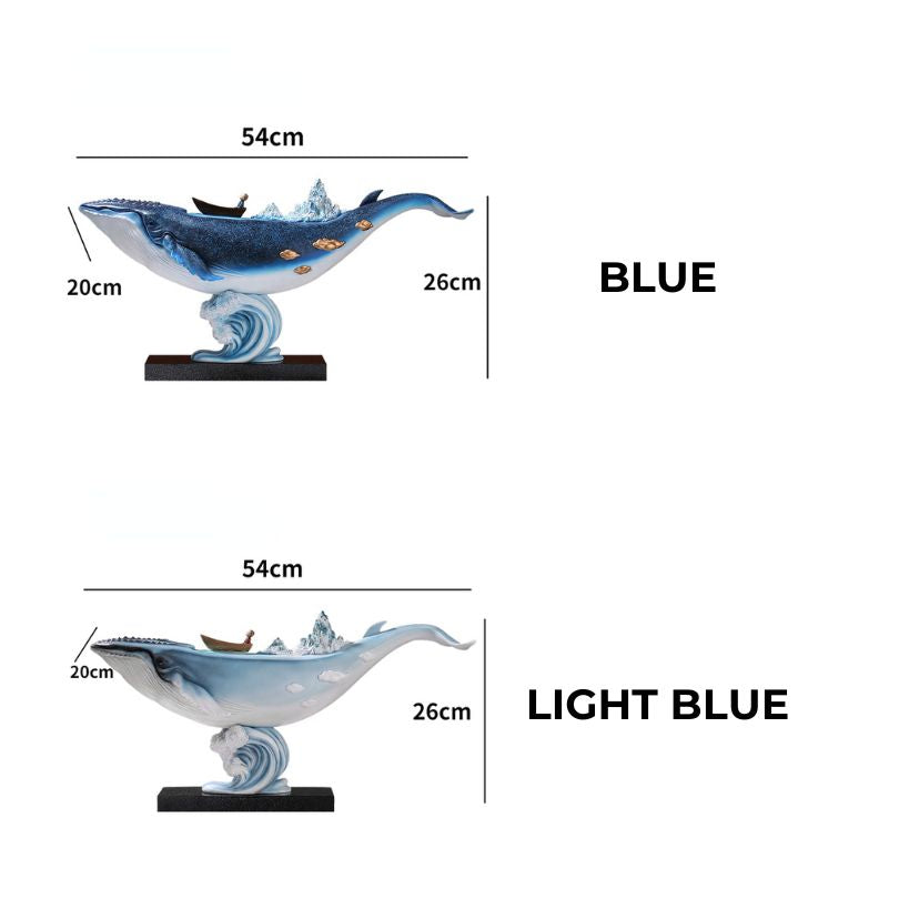 Close-up of luxury whale decor highlighting intricate resin craftsmanship.