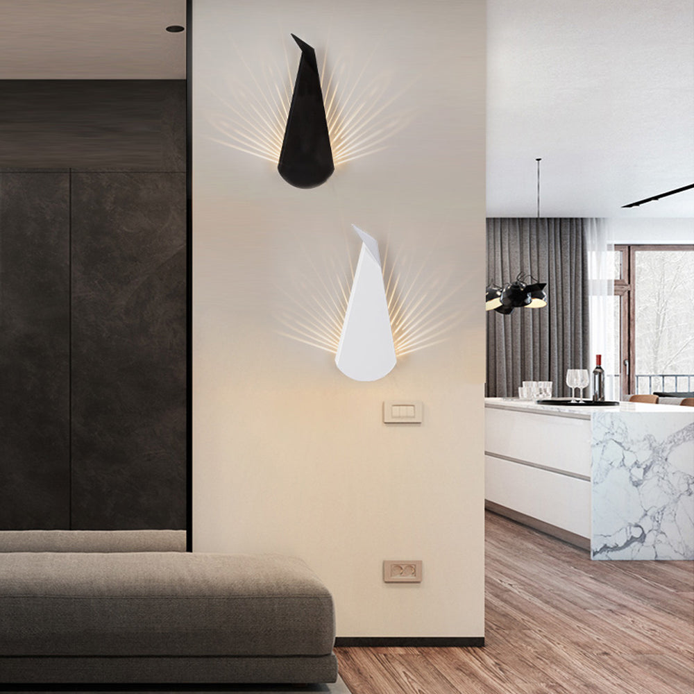 Front view of the Elegant Modern Minimalist LED Wall Lamp showcasing its peacock design.