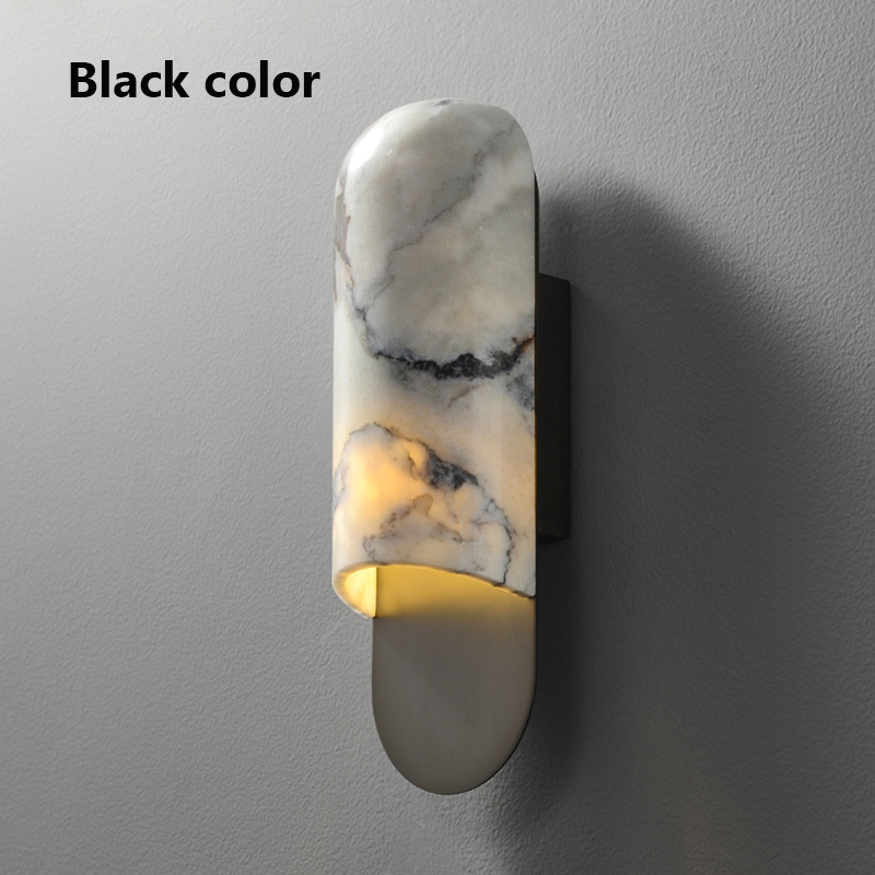 Elegant Copper Marble LED Wall Sconce showcased on a well-decorated wall in a dining room.