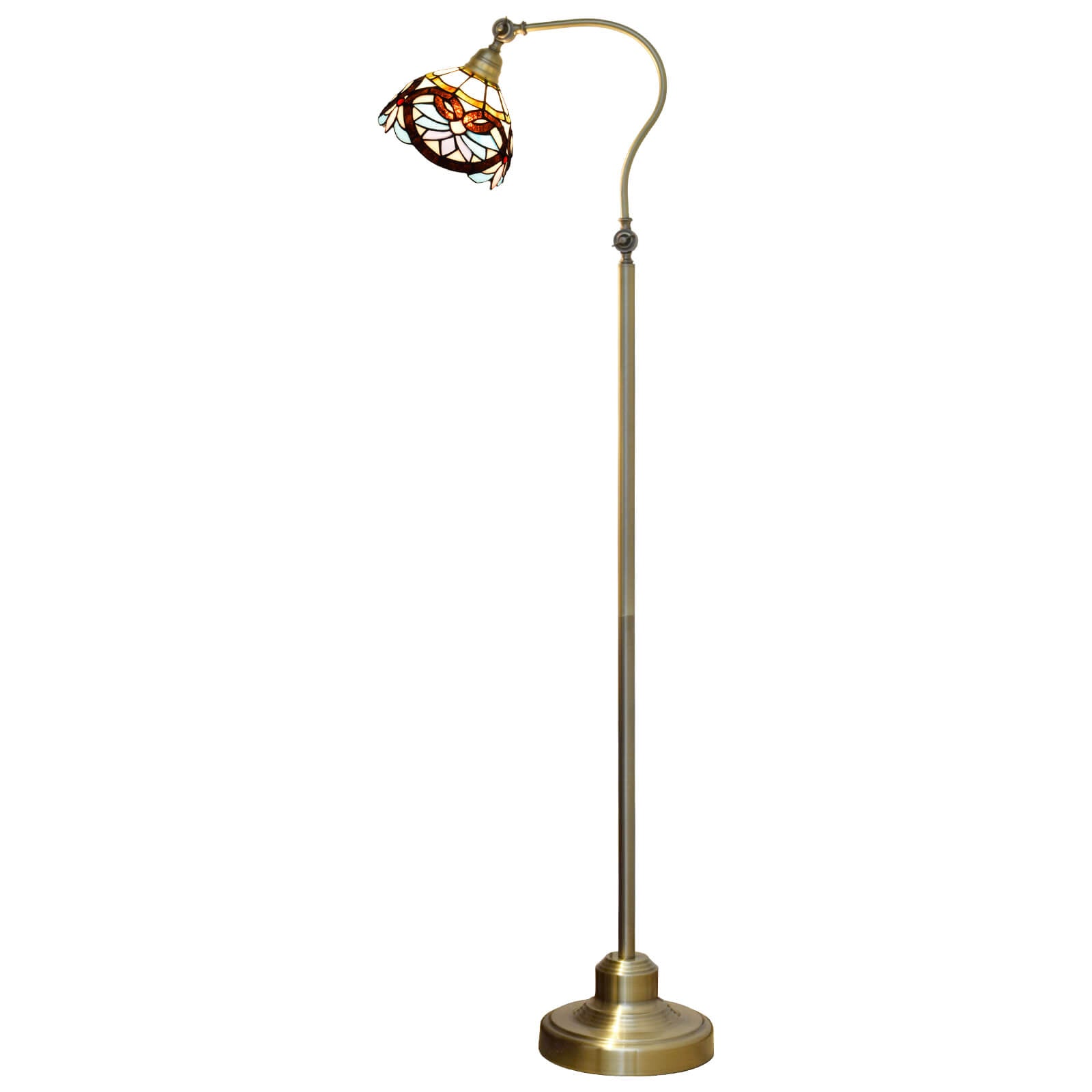 Stylish modern Tiffany floor lamp enhancing the decor of a contemporary living room.