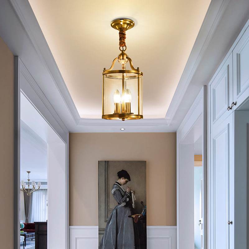 Close-up of the polished copper finish of the European style pendant light, highlighting its artistic design.