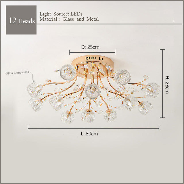 Close-up view of the branched flower design on the LED flush mount ceiling light.