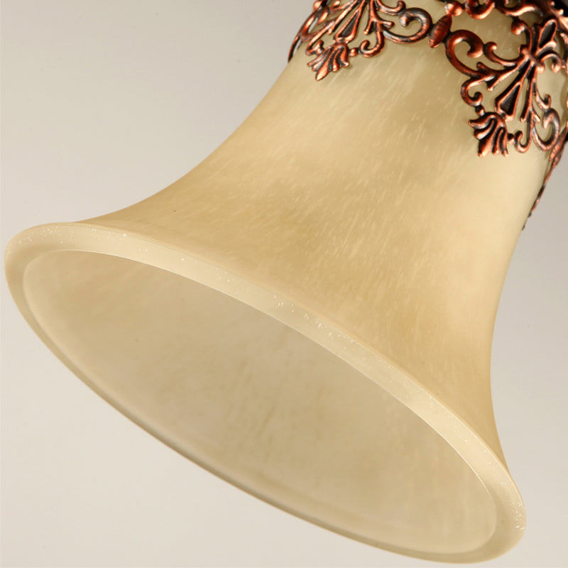 Close-up of vintage lighting with brushed nickel finish and E27 bulb