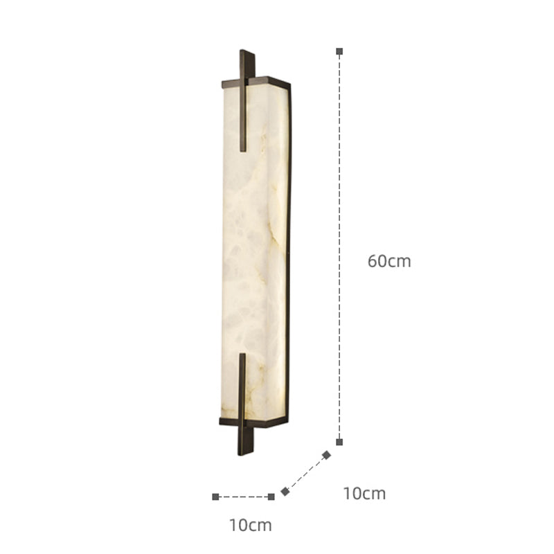 Elegant Neo-Chinese Marble LED Wall Sconce showcasing its unique marble texture in a modern living room.