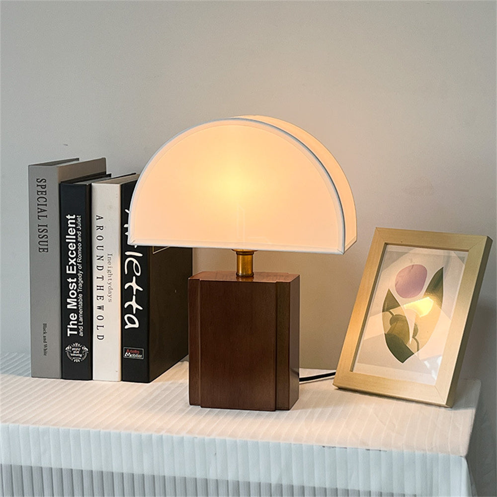 Close-up of the fabric shade of the Retro Solid Wood Lamp, highlighting its texture and design.
