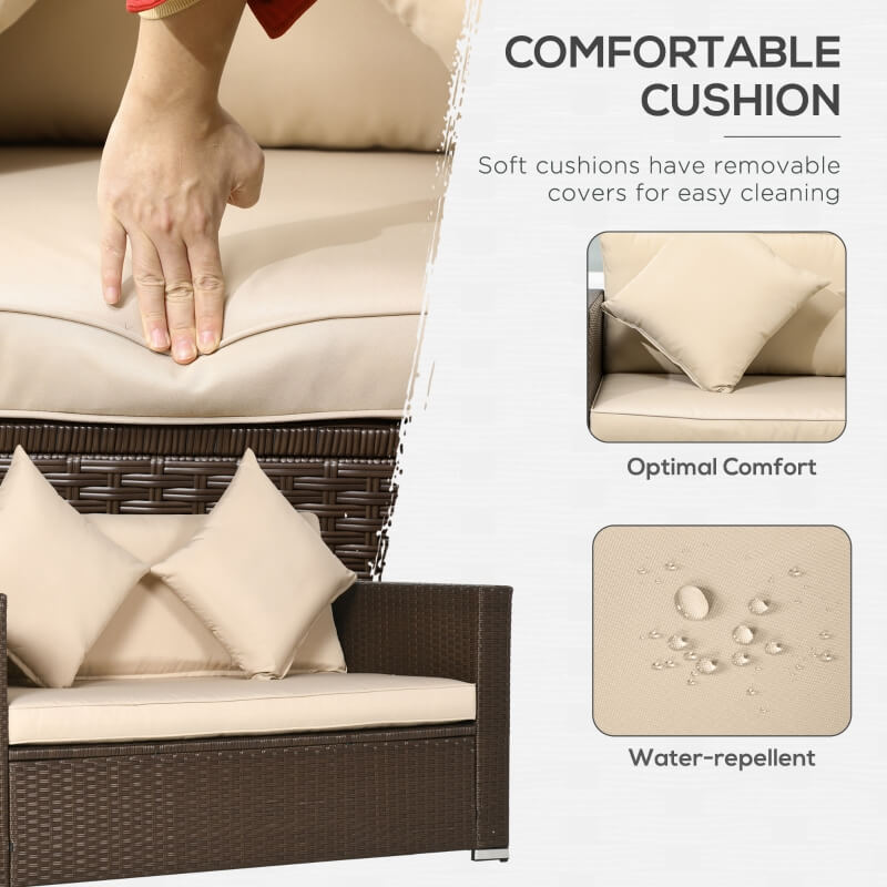 Two people relaxing on the comfortable garden loveseat