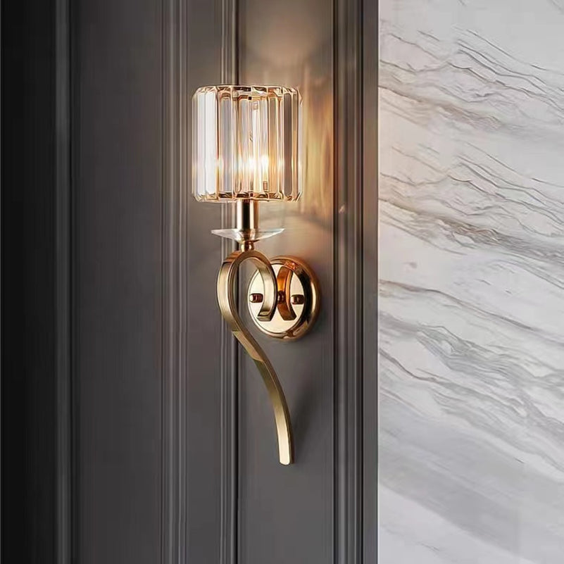 Copper Glass Wall Light installed in a cozy bedroom, creating a serene atmosphere for relaxation.