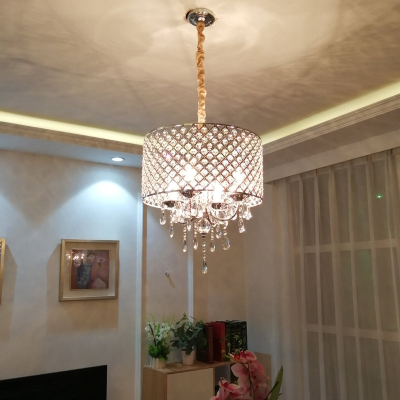 Close-up of the chandeliers crystal details and metal frame