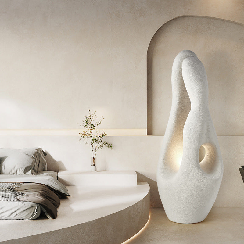 Minimalist LED floor lamp showcasing elegant design in a contemporary living room.