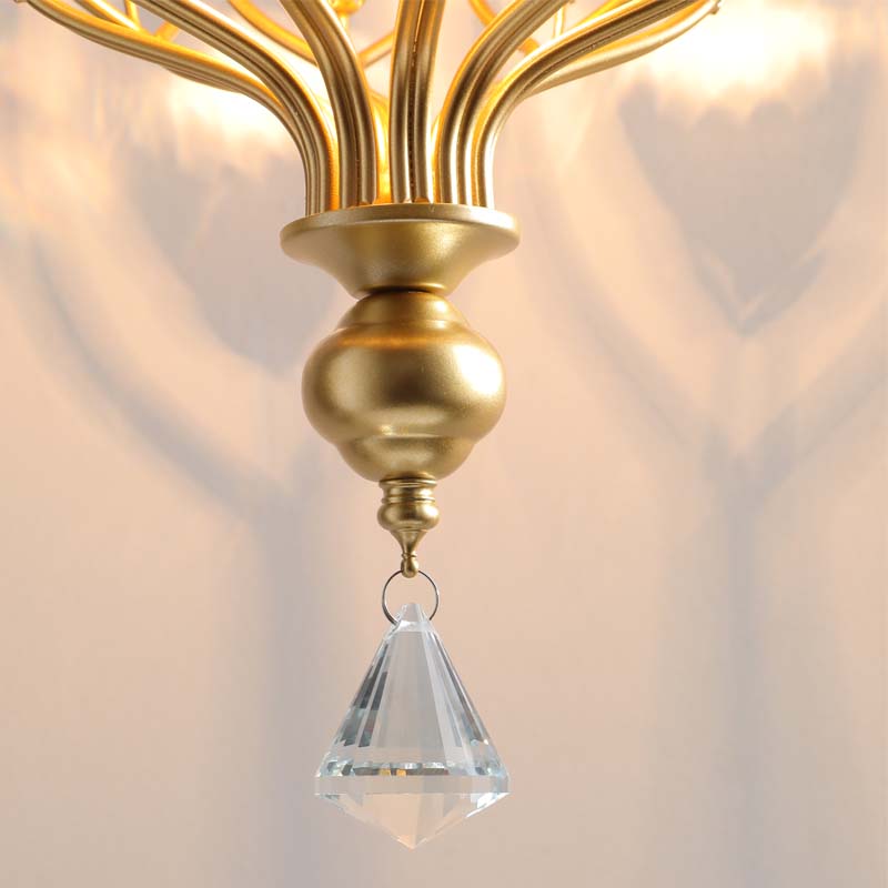 Nordic Crystal Elegance Wall Sconce with ambient light in a living room setting.