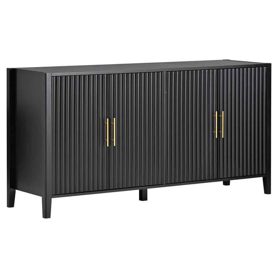 Elegant modern buffet cabinet showcasing metal handles, perfect for living room storage.