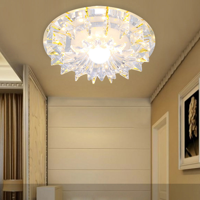 Close-up of the crystal details on the flush mount ceiling light.