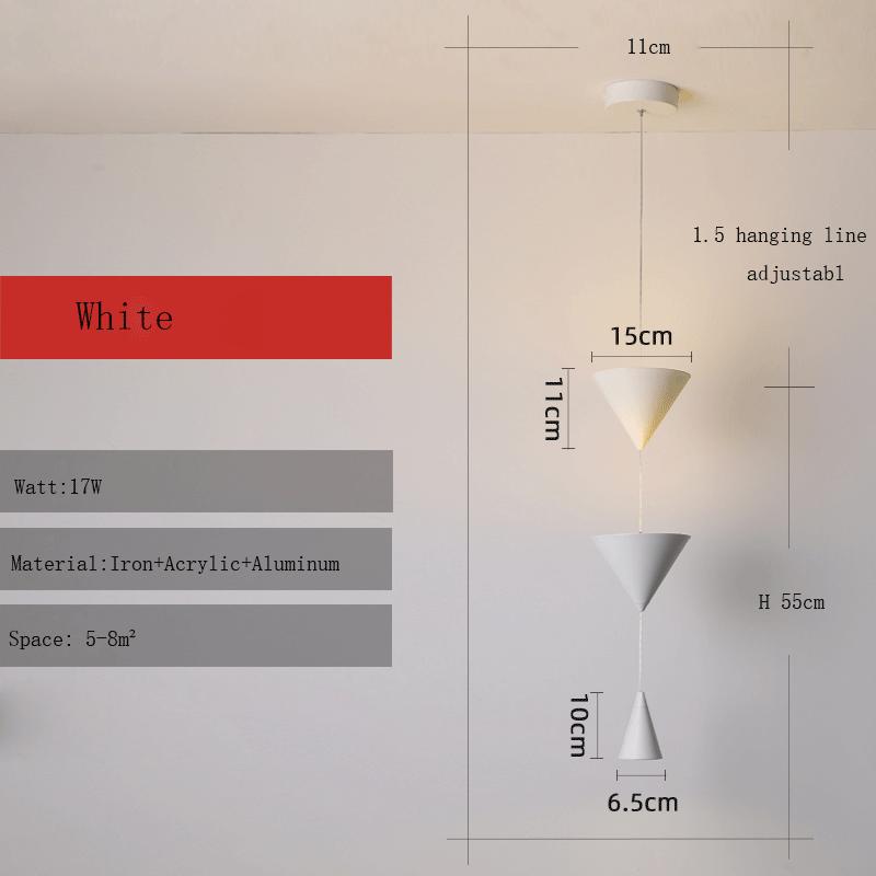 Installation of the cone-shaped LED pendant light above a stylish bar area.