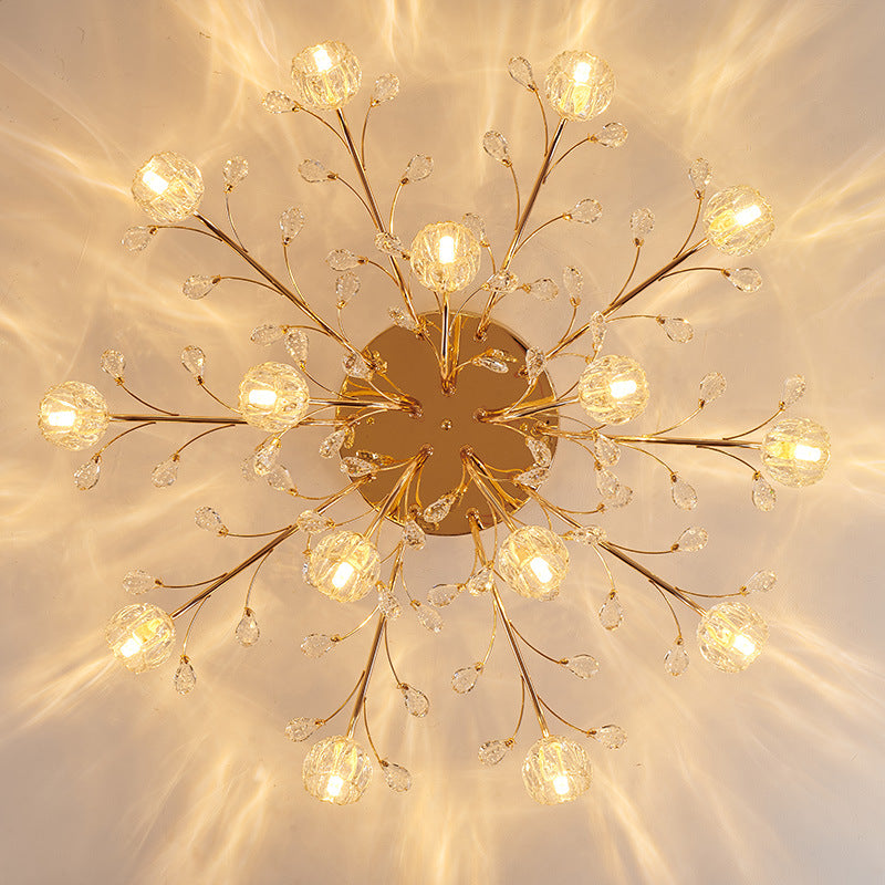 Close-up view of the branched flower design on the LED flush mount ceiling light.