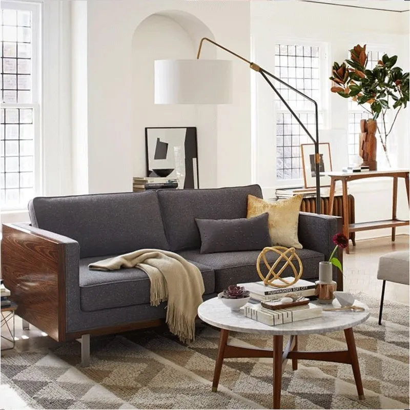 Elegant Japanese Arc Floor Lamp with Marble Base - Image 2