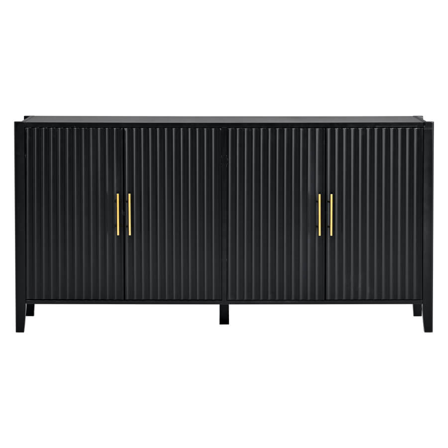 Interior view of the buffet cabinets spacious compartments, ideal for versatile storage.
