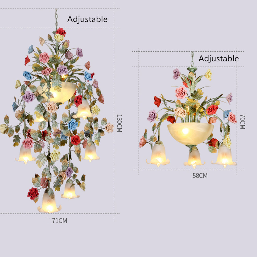 View of the chandelier installed in a nursery, showcasing its soft, inviting light.