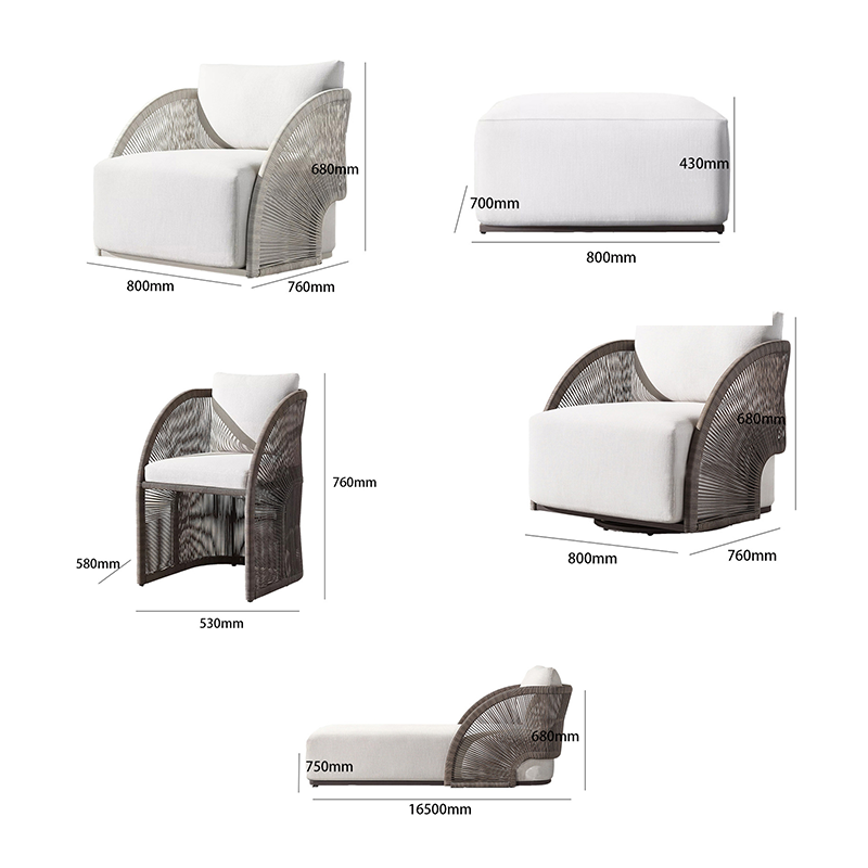Full view of the outdoor rattan sofa set arranged on a patio, perfect for gatherings.