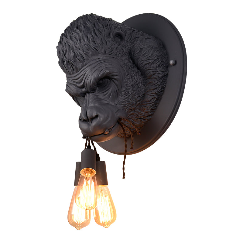 Close-up of the gorilla lamp highlighting its intricate resin details.