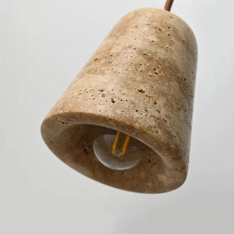 Close-up view of Nordic Yellow Marble Pendant Light showcasing its unique marble texture.