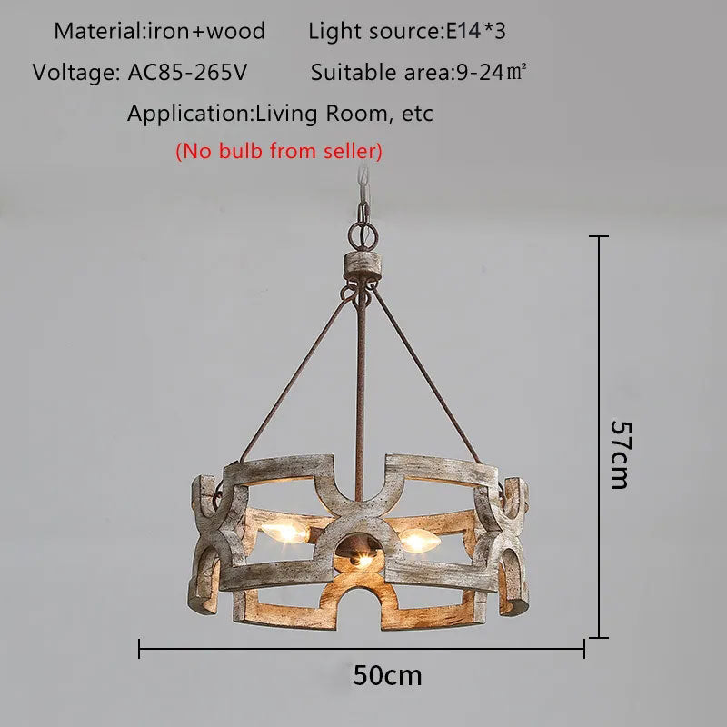 Chandelier installed in a dining room setting, enhancing the rustic decor with warm LED lighting.