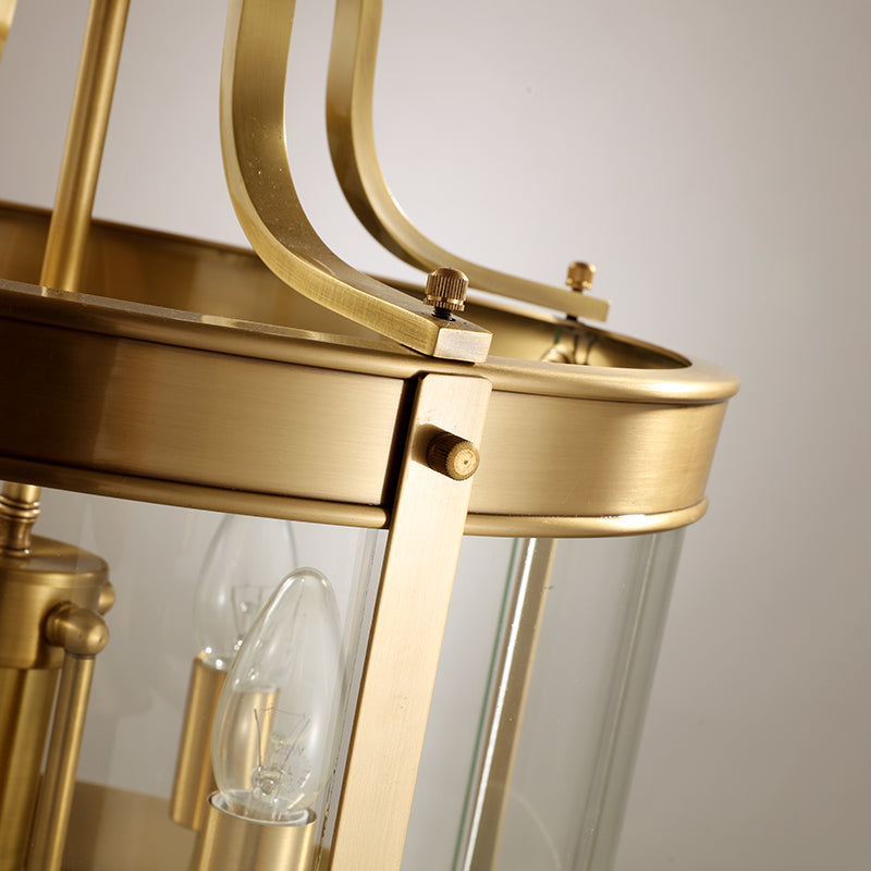 Close-up of the polished copper finish of the European style pendant light, highlighting its artistic design.