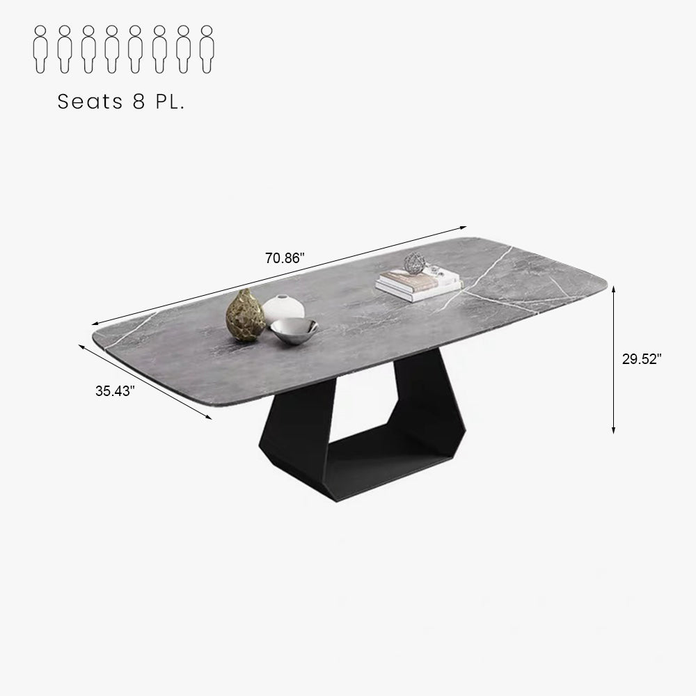 Side angle of the carbon steel diamond-shaped base supporting the sintered stone top