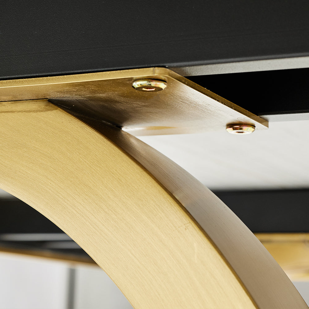 Luxury Black Marble Dining Table with Dual-Circle Gold Base - Image 6