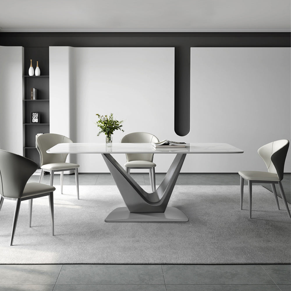 Top-down view showing seating layout for 8 people around the dining table