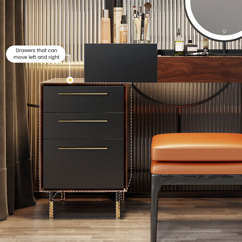 Chic Walnut Veneer Makeup Vanity with Ample Storage - Image 7