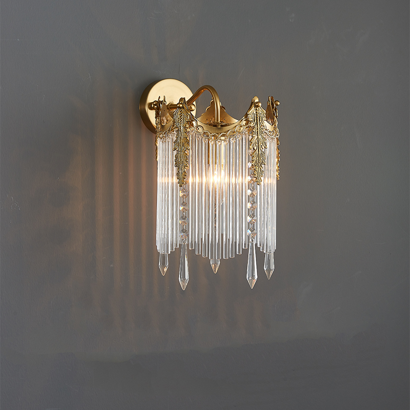Art Deco Elegance Glass Wall Sconce from a side angle, highlighting its sleek design.
