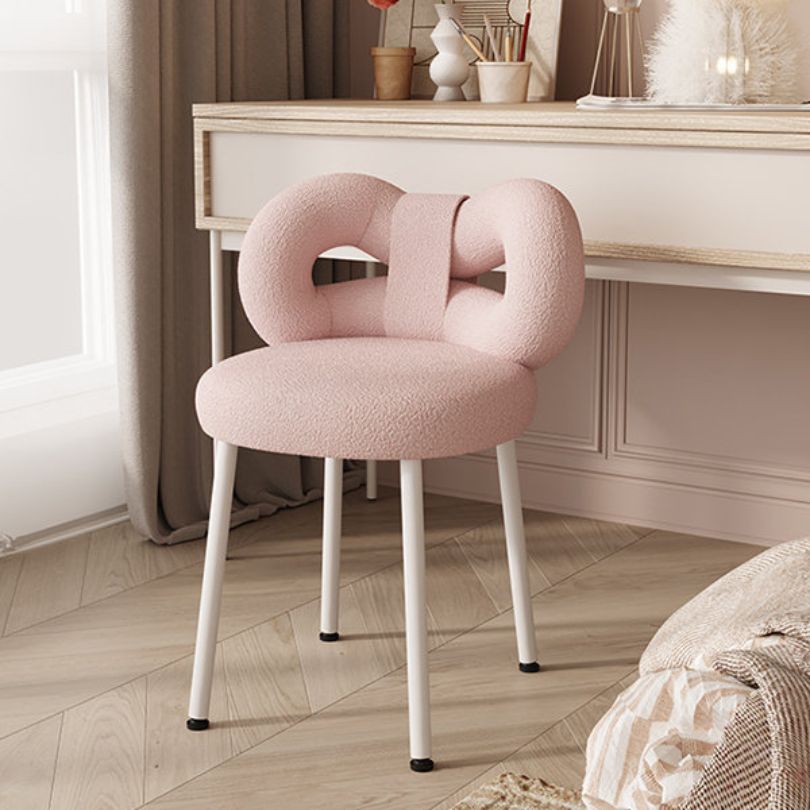 Chic Modern Vanity Bow Stool in Cream White color, showcasing its elegant design and cozy backrest.