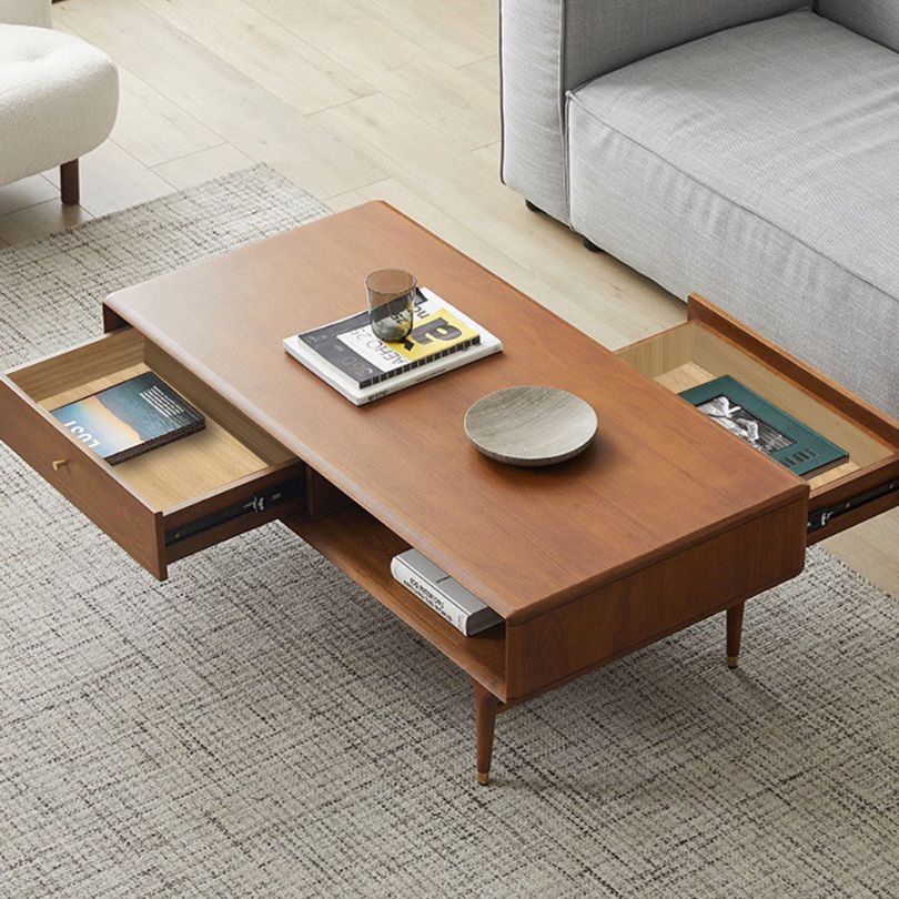 Living room setting with the sleek modern coffee table, highlighting its functionality and style.