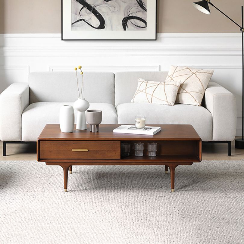 Front view of the modern MDF coffee table showcasing its elegant design and storage features.