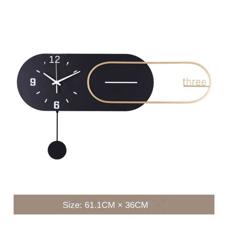 The black minimalist wall clock on an office wall, demonstrating its stylish functionality.