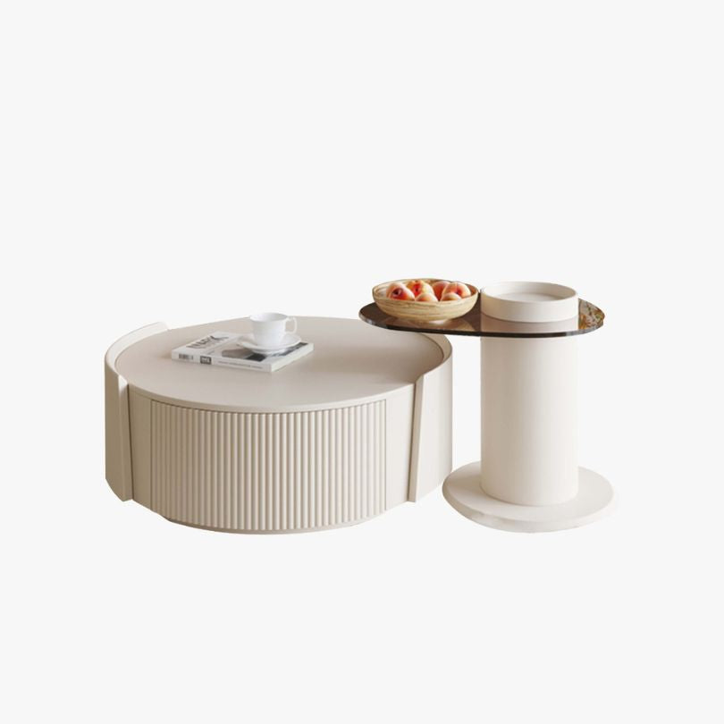 Nordic Elegance Coffee Table Set in a minimalist living room, showcasing the clean lines and white finish.
