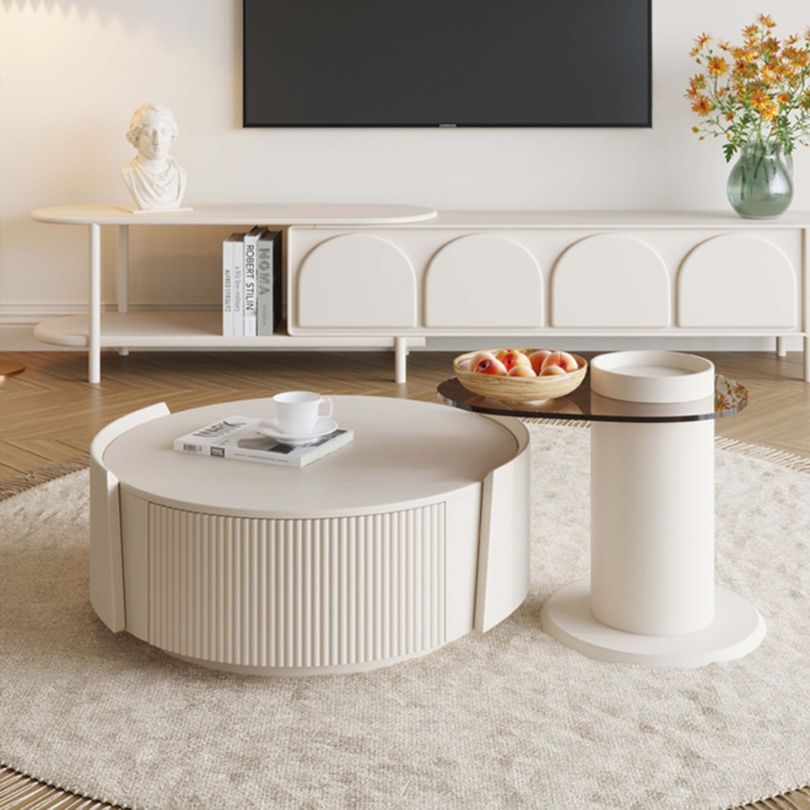 Nordic Elegance Coffee Table Set in a minimalist living room, showcasing the clean lines and white finish.