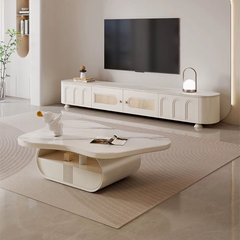 Elegant cloud coffee table showing its unique shape and texture from a side angle.