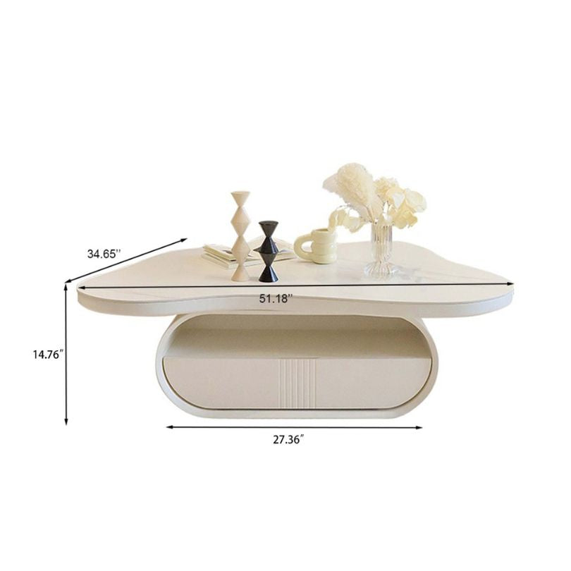 Elegant cloud coffee table showing its unique shape and texture from a side angle.