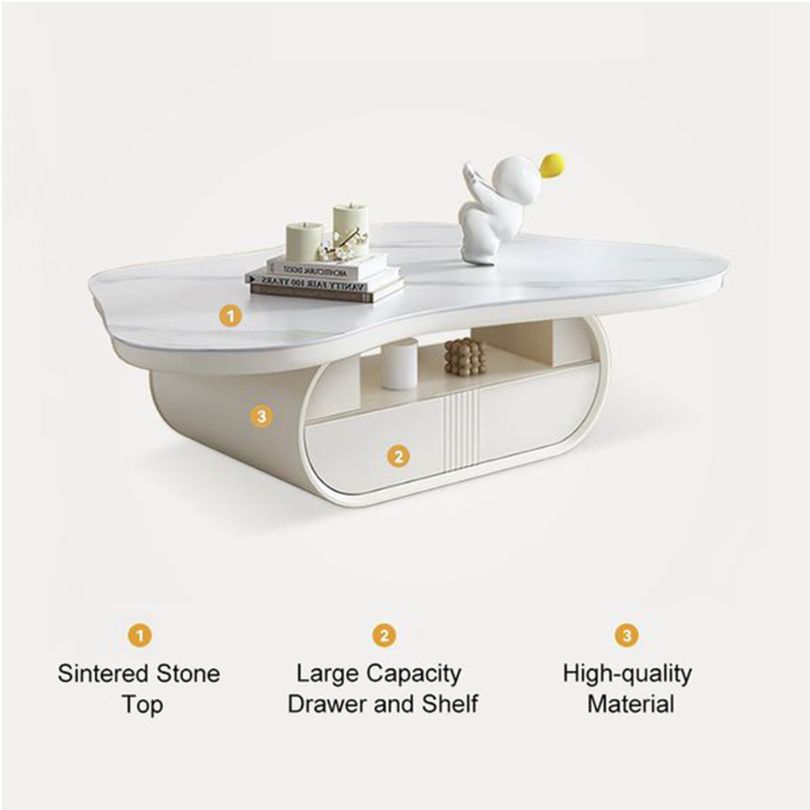 Elegant cloud coffee table showing its unique shape and texture from a side angle.