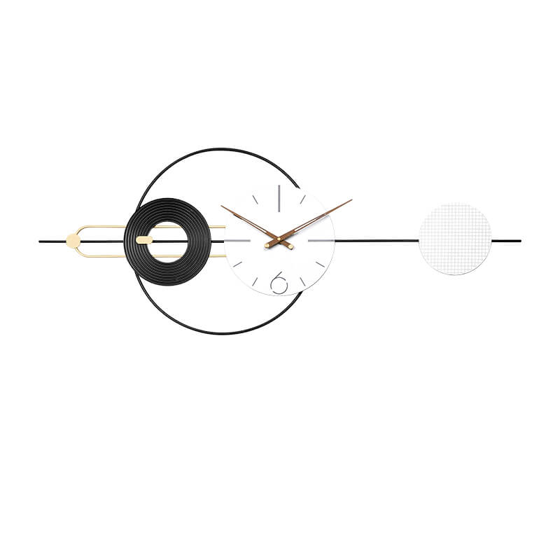 Elegant view of the oversized minimalist wall clock in a stylish living room setting.
