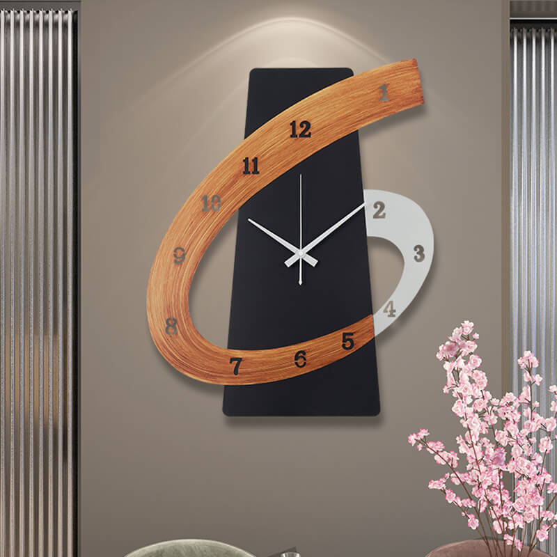 Luxury Nordic Geometric Silent Wall Clock hanging in a modern living room, perfect for minimalist decor.