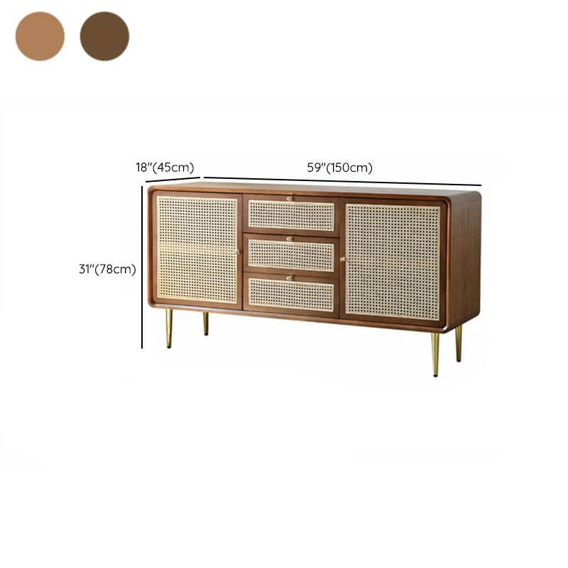 Elegant Nordic Rattan Buffet showcasing brass knobs and rattan craftsmanship.