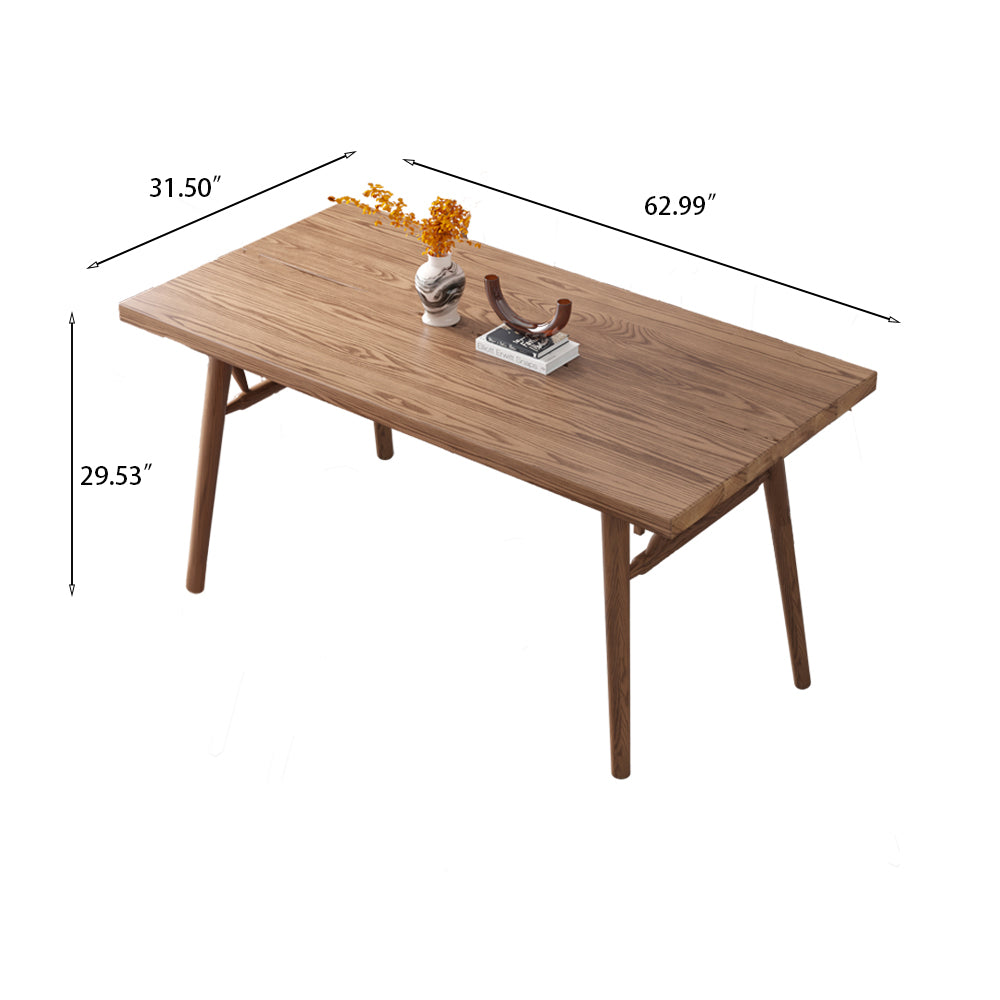 Close-up of the sturdy wooden frame and supports of the dining table.