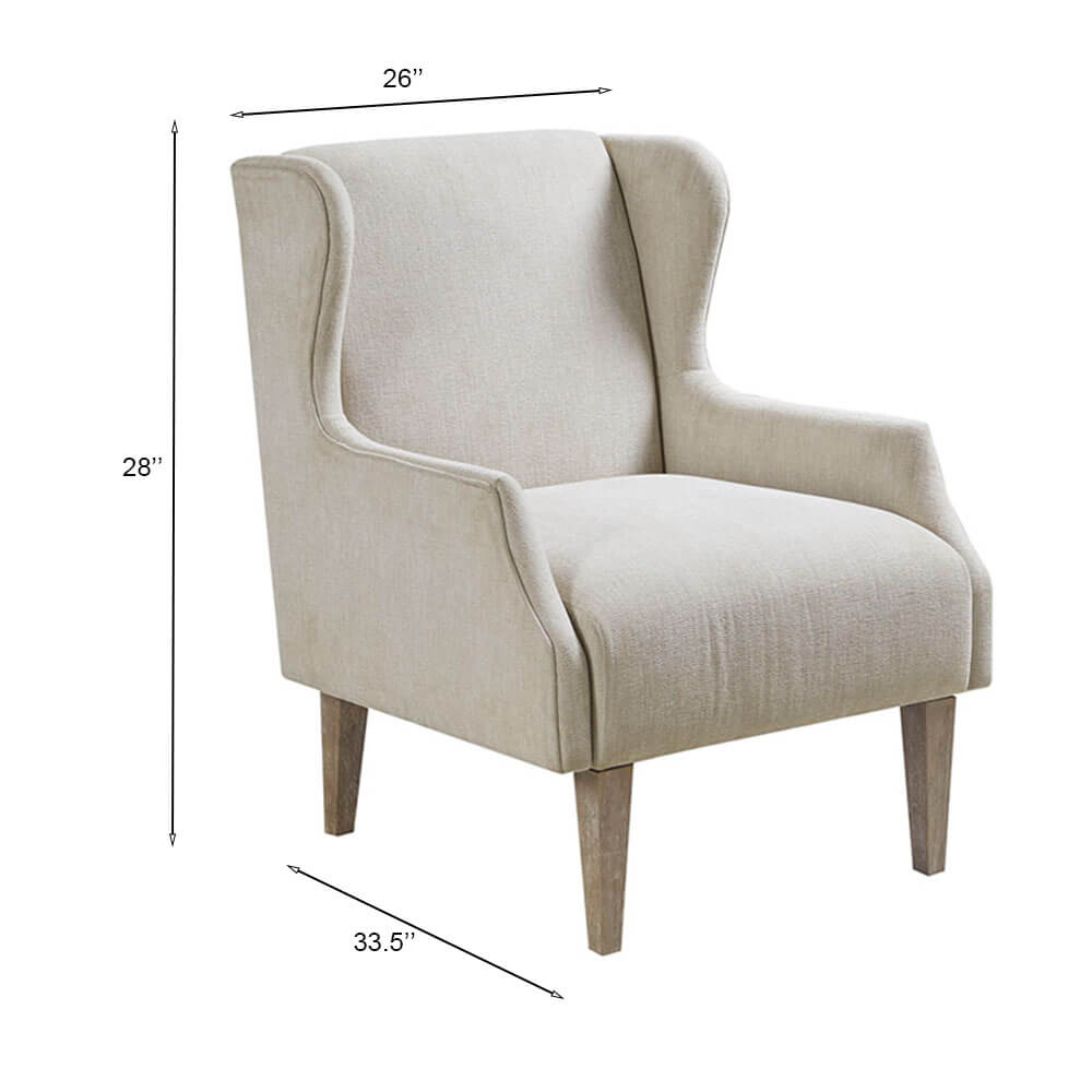 Close-up of the Malcolm Vintage Accent Chairs high-density foam seat and solid wood frame.