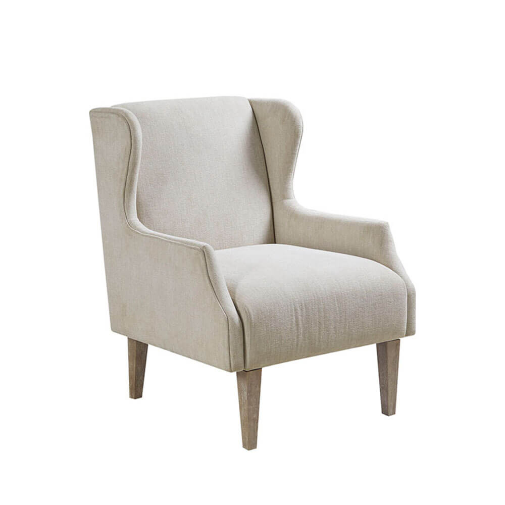 Malcolm Vintage Accent Chair positioned in a bright living room, highlighting its modern aesthetic.
