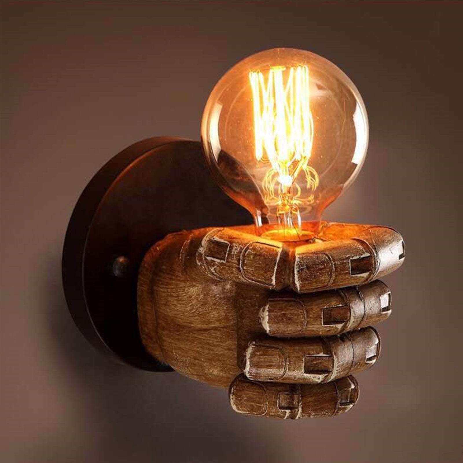 Vintage LED wall lamp for home decor, showing off its resin craftsmanship and retro aesthetic.