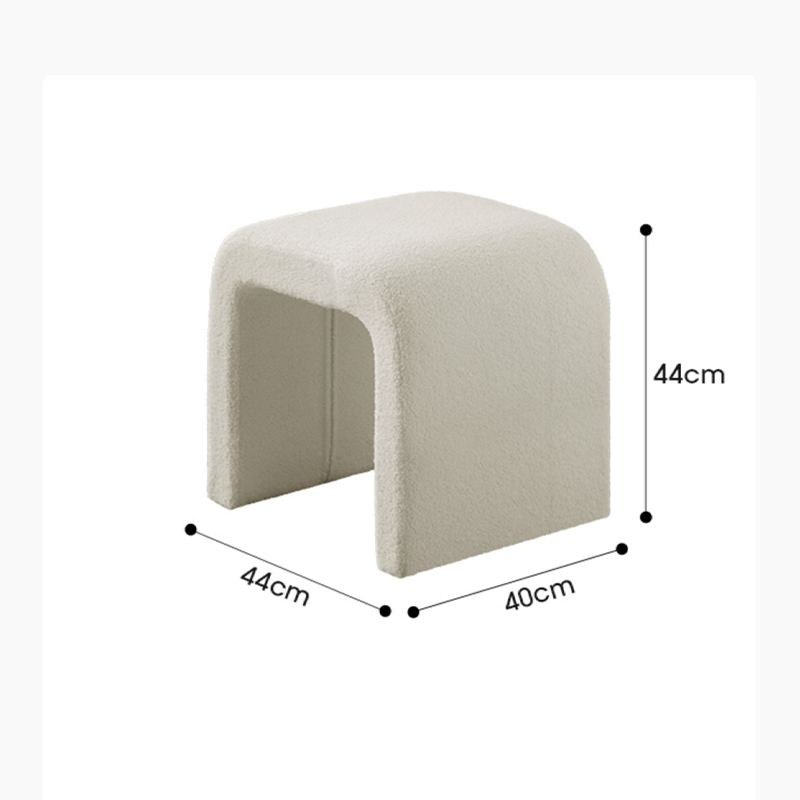 Gracelynn vanity stool in grey boucle at a makeup table setup